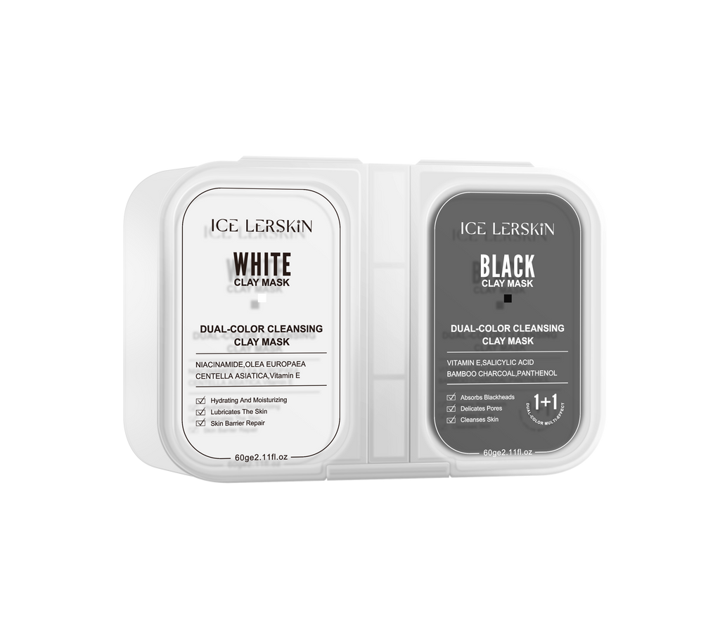 ICE LERSKIN Dual-Color Cleansing Clay Mask (Black Clay Mask + White Clay Mask) – 60g / 2.11 fl.oz