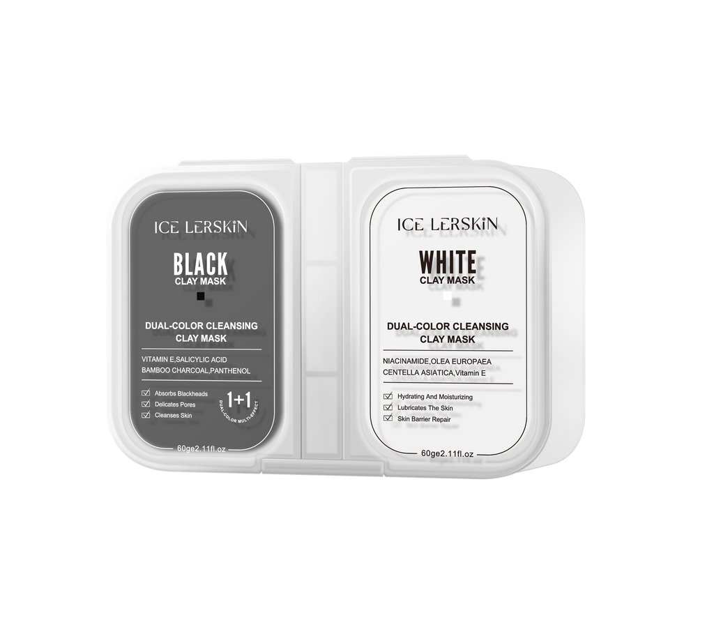 ICE LERSKIN Dual-Color Cleansing Clay Mask (Black Clay Mask + White Clay Mask) – 60g / 2.11 fl.oz