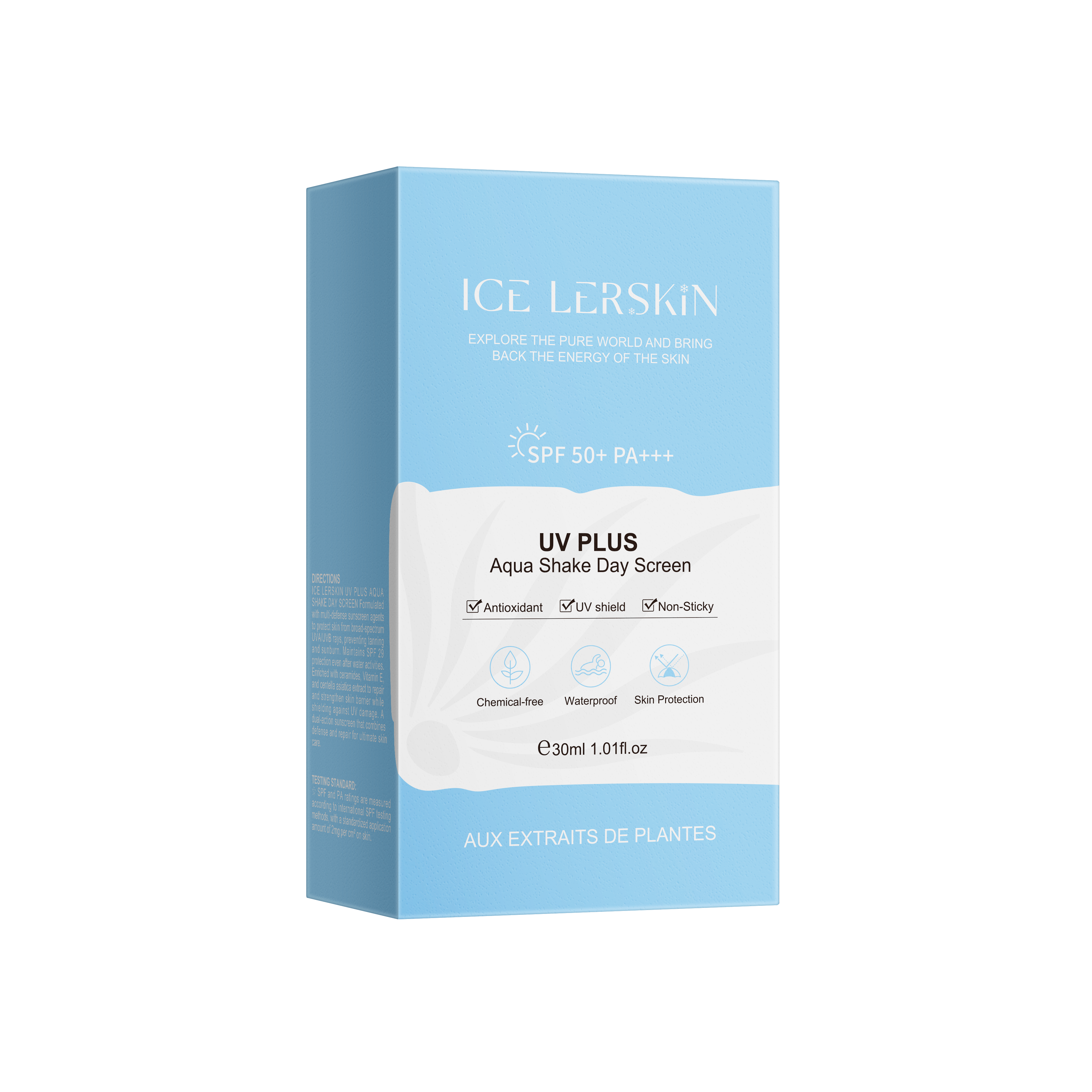 ICE LERSKIN UV PLUS Aqua Shake Day Screen SPF50+ PA+++ | Waterproof Non-Sticky Sunscreen 30ml