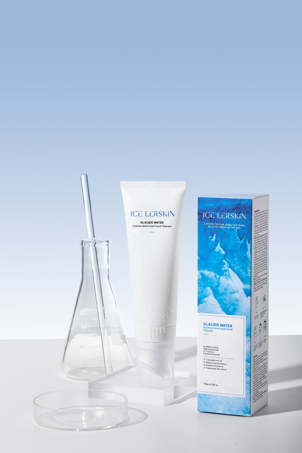 ICE LERSKIN Glacier Water Essence Amino Acid Facial Cleanser – Hydrating Amino Acid Face Wash 100g
