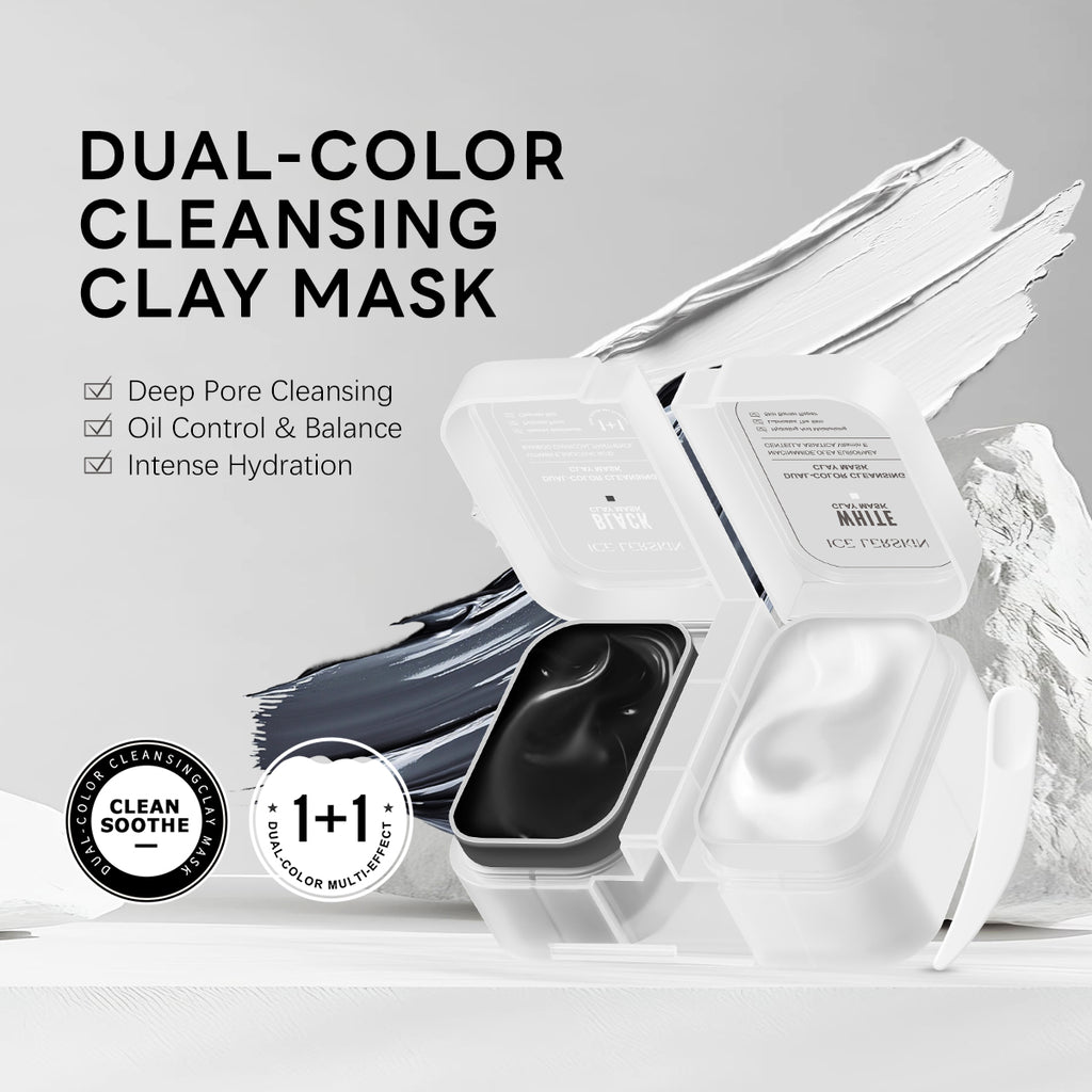 ICE LERSKIN Dual-Color Cleansing Clay Mask (Black Clay Mask + White Clay Mask) – 60g / 2.11 fl.oz
