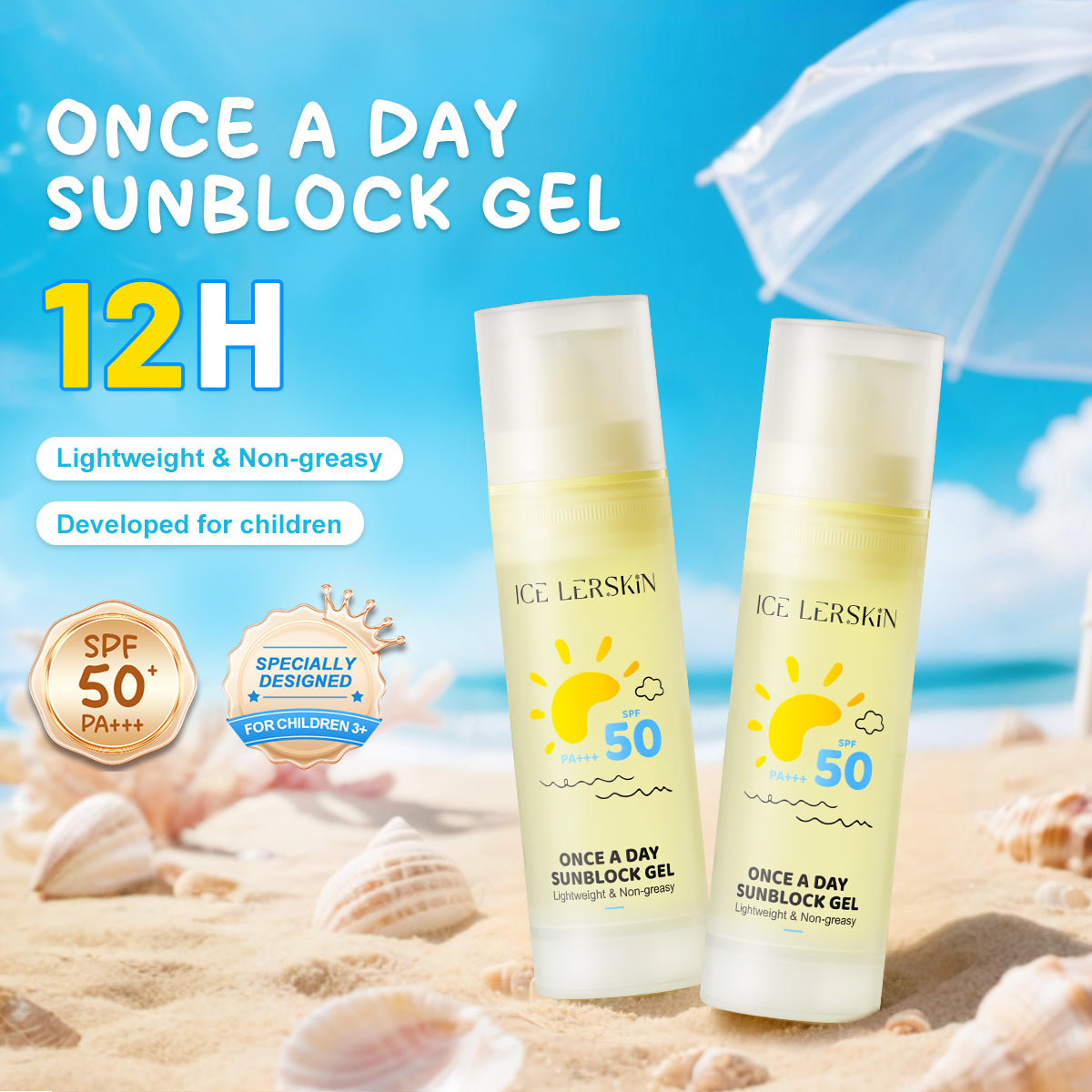ICE LERSKIN Hydrating Sunblock Gel SPF50+ PA+++ 55g
