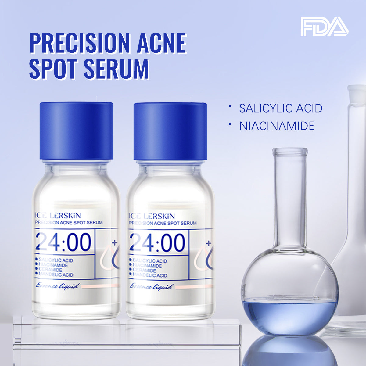 ICE LERSKIN Precision Acne Spot Serum 24:00 – Salicylic Acid, Niacinamide, Ceramide & Mandelic Acid Essence