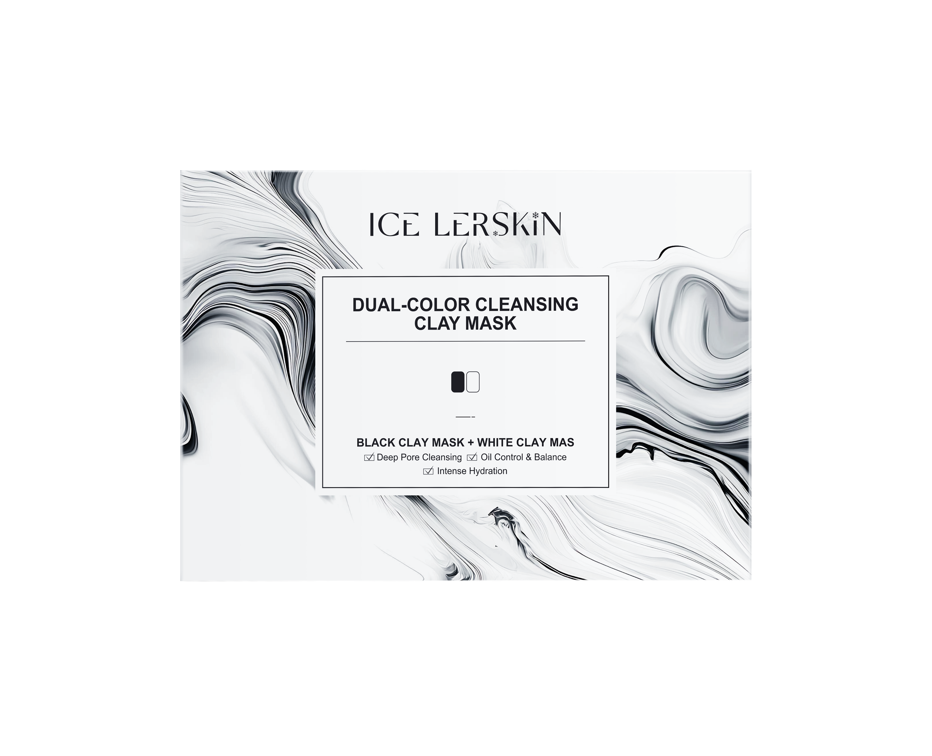 ICE LERSKIN Dual-Color Cleansing Clay Mask (Black Clay Mask + White Clay Mask) – 60g / 2.11 fl.oz